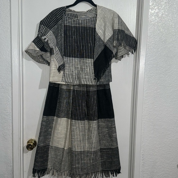 Vintage Dresses & Skirts - 3 Piece Matching Vintage Set / Skirt Suit small XS S oversized gingham pattern